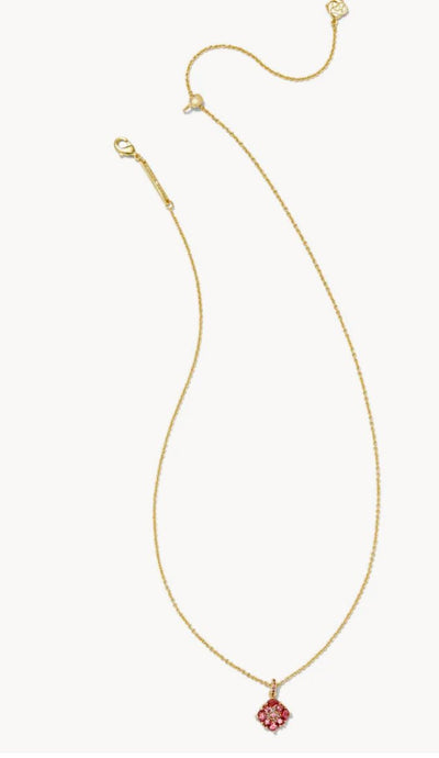 Kendra Scott-Dira Gold Crystal Short Pendant Necklace in Pink Mix 9608865099