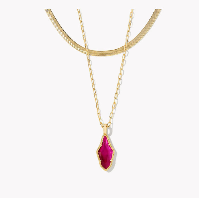 KENDRA SCOTT Evelyn Gold Multi Strand Necklace in Dark Magenta Illusion 9608875149