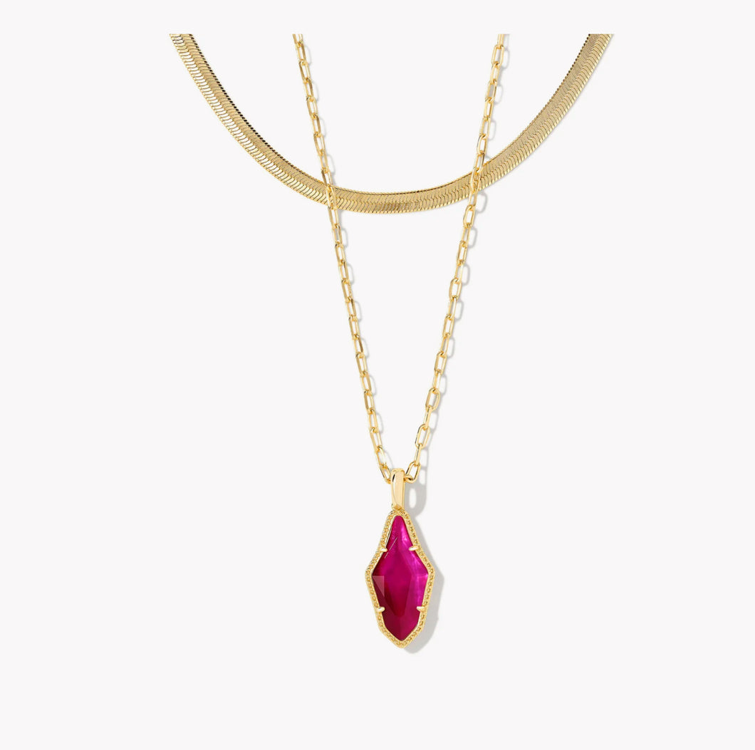 KENDRA SCOTT Evelyn Gold Multi Strand Necklace in Dark Magenta Illusion 9608875149