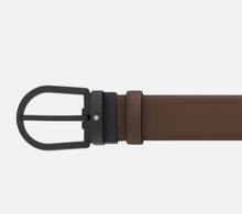 Load image into Gallery viewer, MONTBLANC-HORSESHOE BUCKLE BROWN 35 MM LEATHER BELT 129430