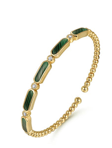 Gabriel & Co-14K Yellow Gold Diamond and Malachite Bujukan Bangle
BG4940-62Y45MA