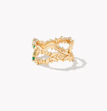 Load image into Gallery viewer, KENDRA SCOTT Rosalie Gold Double Band Ring in Green Crystal 9608875161 Sz 8