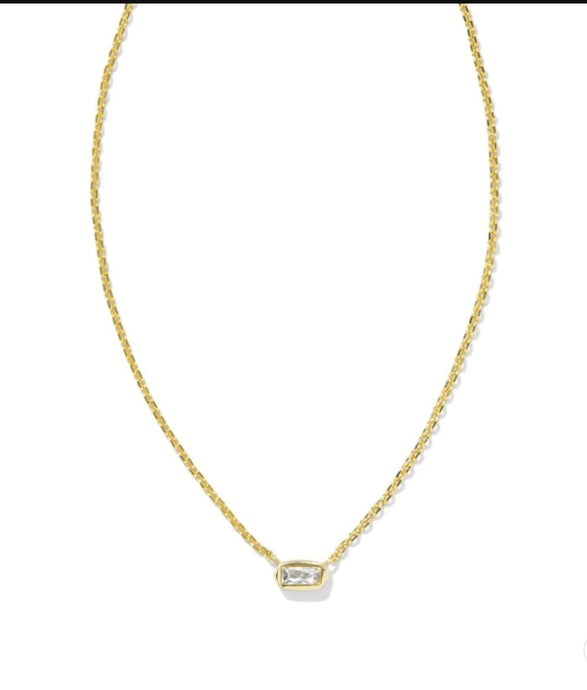 KENDRA SCOTT FERN CRYSTAL PENDANT NECKLACE WHITE CRYSTAL GOLD 9608861321