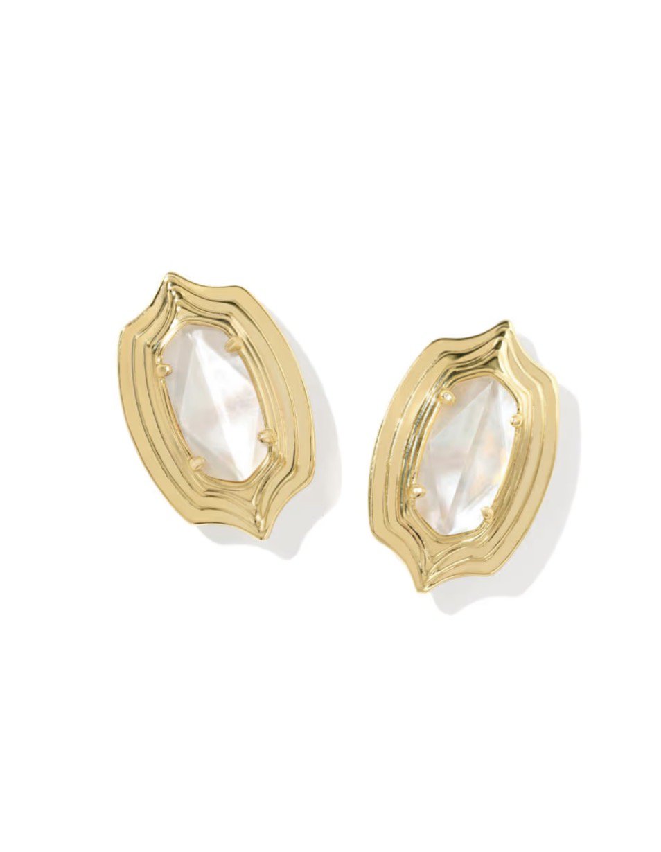 KENDRA SCOTT Ellie Stepped Frame Gold Stud Earrings 9608806782