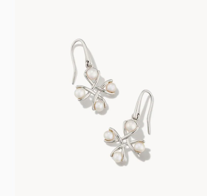 Kendra Scott-Everleigh Silver Pearl Drop Earrings in White Pearl 9608856104