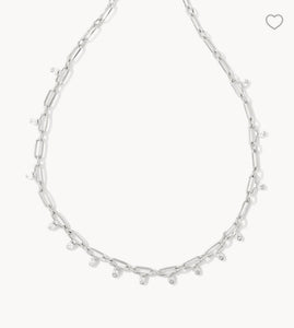 KENDRA SCOTT Lindy Silver Crystal Chain Necklace in White Crystal # 9608862505