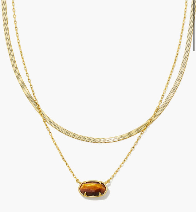 Kendra Scott-Grayson Herringbone Gold Multi Strand Necklace in Brown Tiger's 9608857377