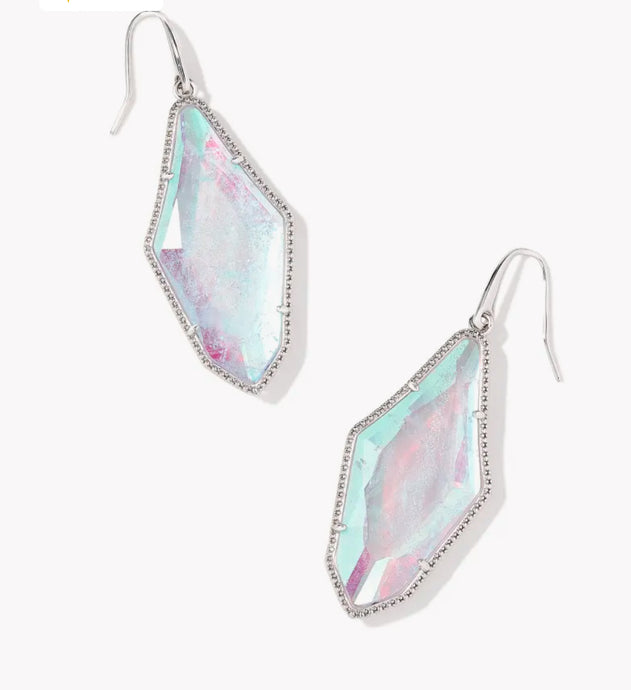 KENDRA SCOTT Evelyn Silver Drop Earrings in Rock Crystal Dichoric 9608871965