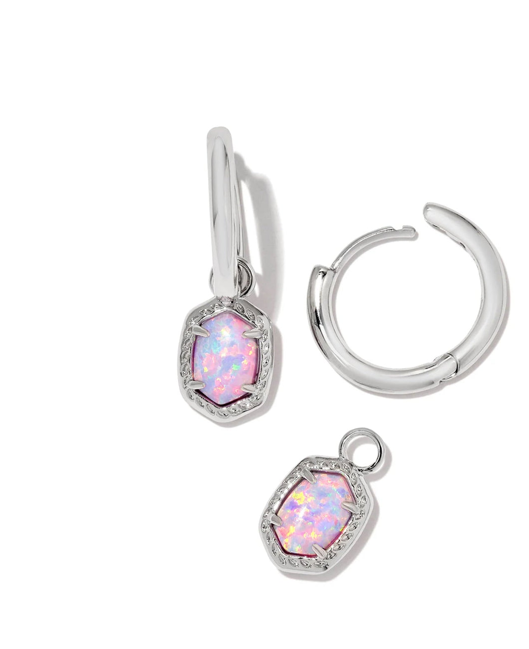 KENDRA SCOTT- Daphne Framed Huggie Earrings Rhodium Lilac Opal 9608864858