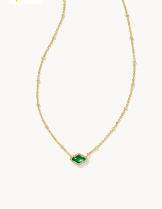 Kendra Scott-Mini Abbie Gold Satellite Short Pendant Necklace in Green Illusion 9608875529