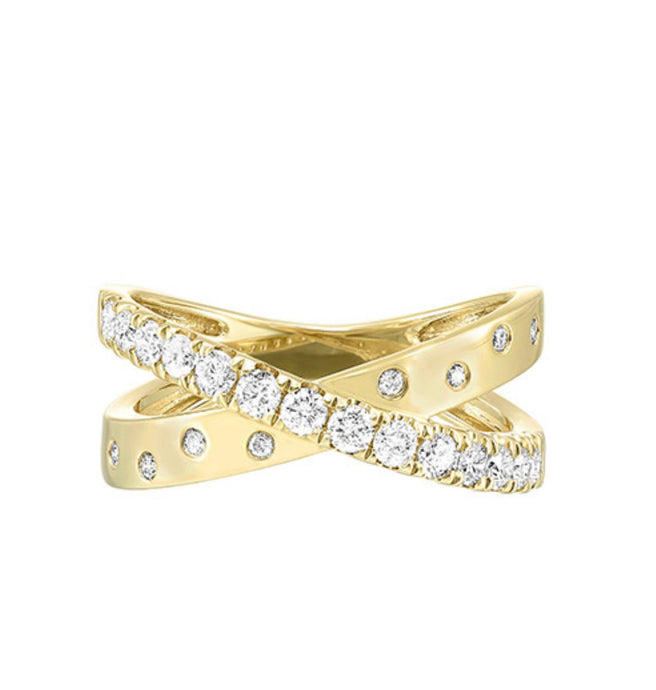 14k YG Diamond X Ring RG11934-4YC