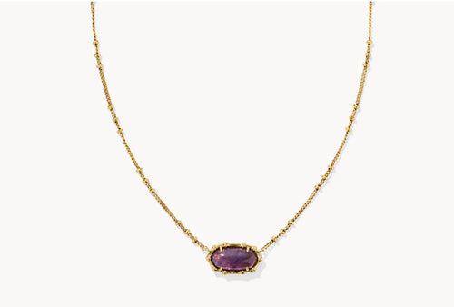 KENDRA SCOTT Elisa Vintage Gold Bamboo Frame Short Pendant Necklace in Dark Purple Amethyst 9608867870