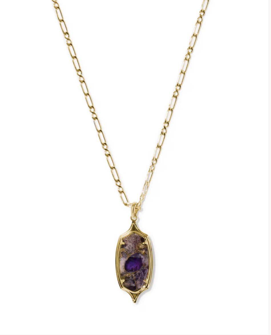 KENDRA SCOTT Dani Stepped Frame Gold Long Pendant Necklace 9608806771
