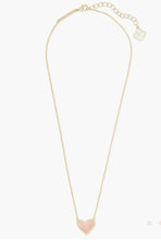 Load image into Gallery viewer, Kendra Scott-Ari Heart Gold Pendant Necklace in Rose Quartz 9608862442