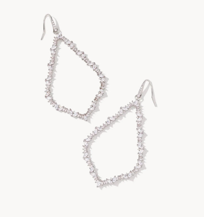 KENDRA SCOTT Sophee Silver Crystal Open Frame Earrings in White Crystal 9608865290