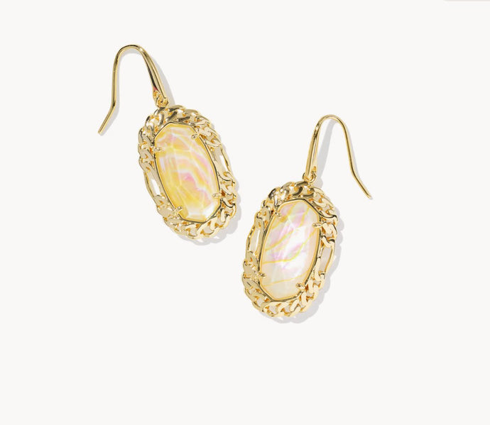 Kendra Scott-Dani Gold Figaro Frame Drop Earrings in Iridescent Abalone 9608881215
