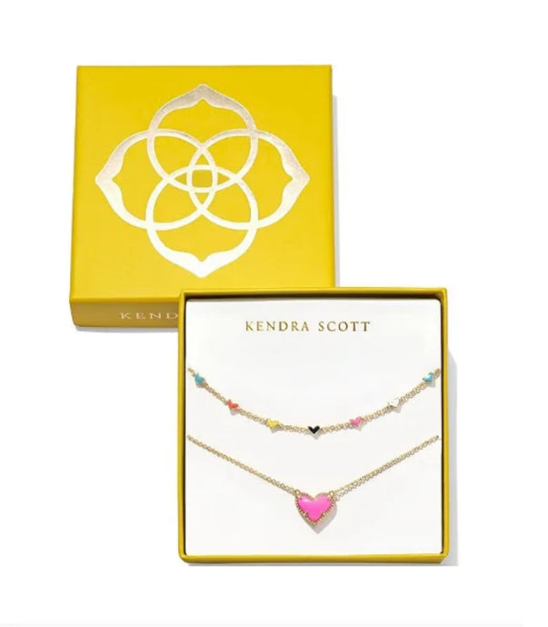 KENDRA SCOTT- Ari Haven Heart Necklace Gift Set in Gold Neon Pink 9608872443