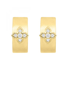 14k YG Diamond Wide Matte Finish Earrings ER10628-4YC