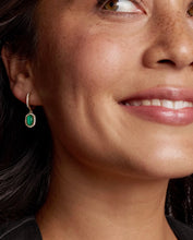Load image into Gallery viewer, Kendra Scott-Daphne Gold Crystal Frame Huggie Earrings in Green Malachite 9608890552