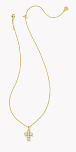 KENDRA SCOTT Pearl Gold Cross Short Pendant Necklace in White Pearl 9608875886