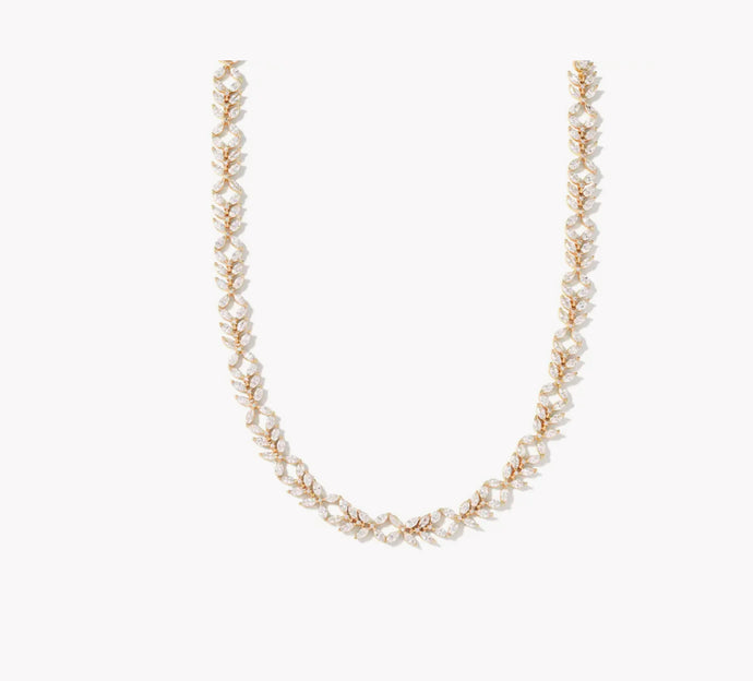 KENDRA SCOTT Rosalie Gold Tennis Necklace in White Crystal 9608873937