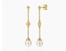 Load image into Gallery viewer, GABRIEL&amp;CO Bujukan Clover - Drop Earrings Stud 14K Yellow Gold Pearl Bujukan EG15500Y4JPL