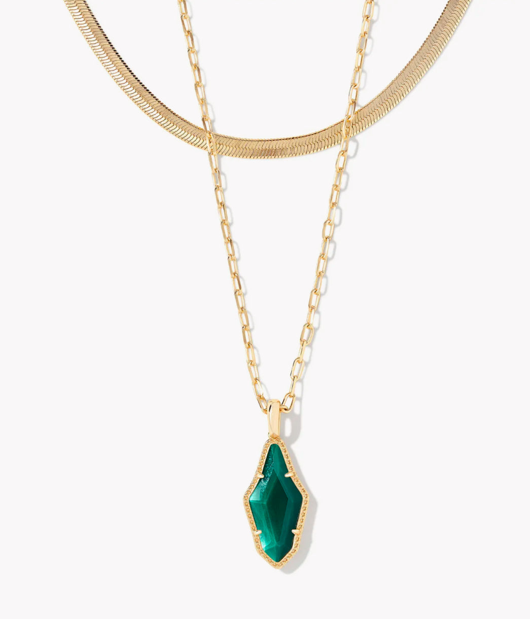 KENDRA SCOTT Evelyn Gold Multi Strand Necklace in Dark Green Mother-Pearl 9608875827