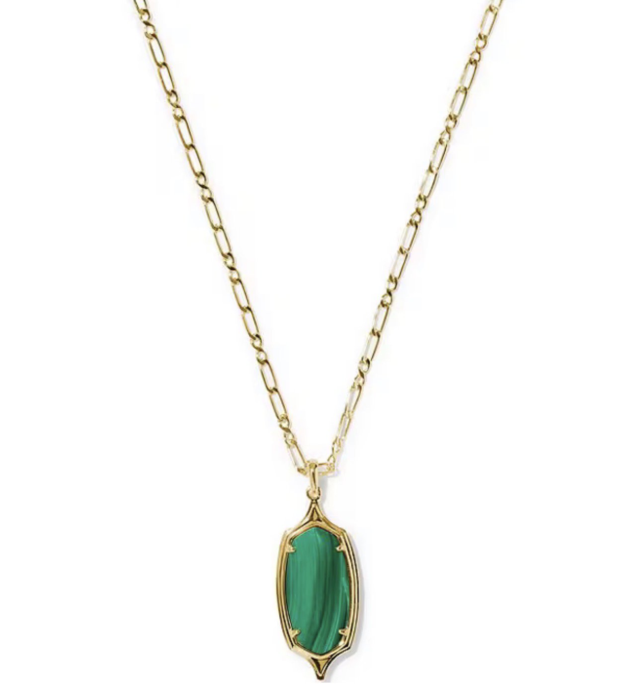 KENDRA SCOTT Dani step frame long necklace gold green malachite 9608806775