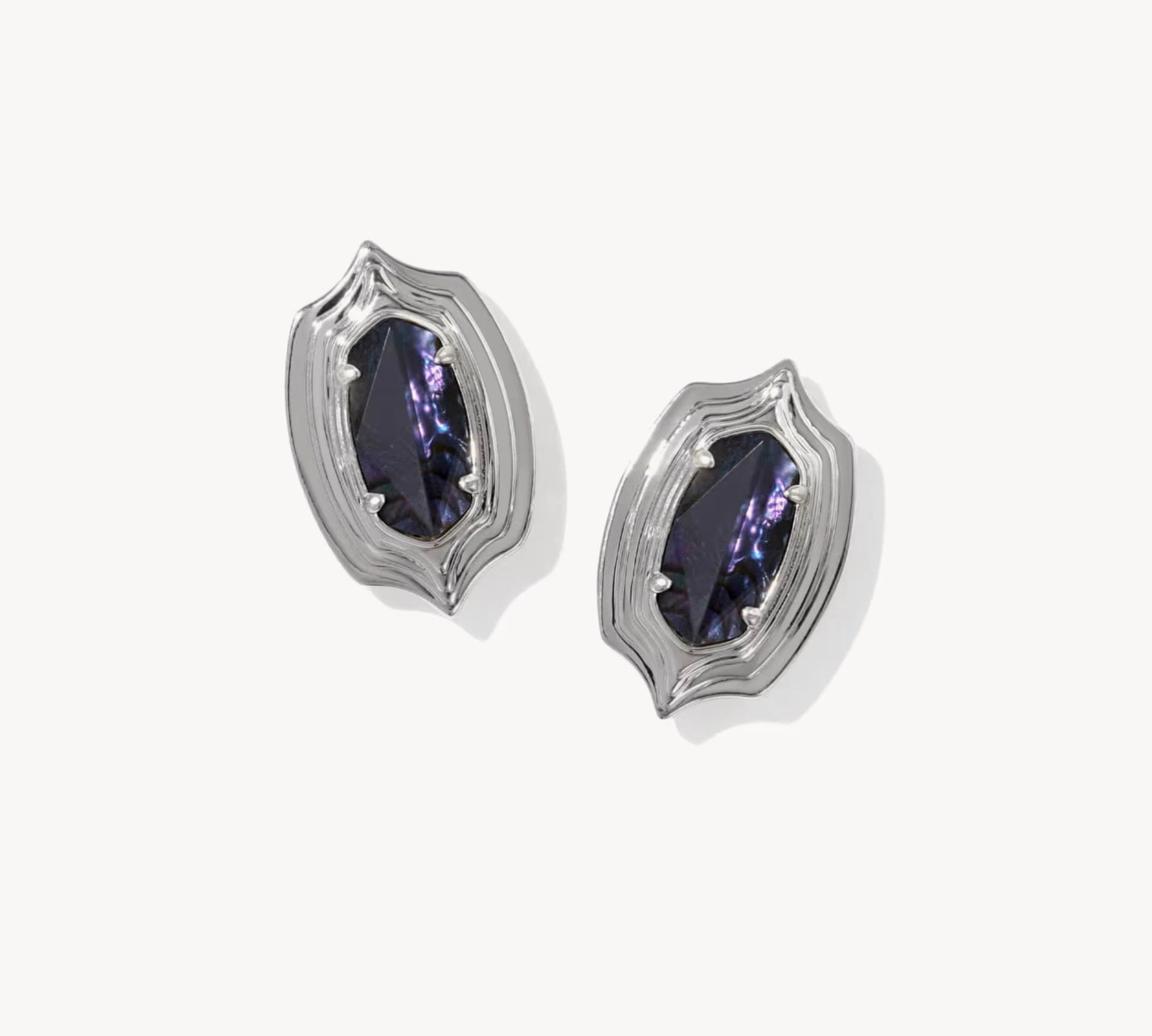 Kendra Scott-Ellie Stepped Frame Silver Stud Earrings 9608806785