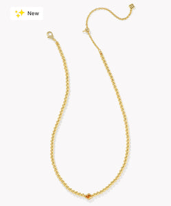 Kendra Scott-Abbie Gold Beaded Necklace in Marbled Amber Illusion 9608867576