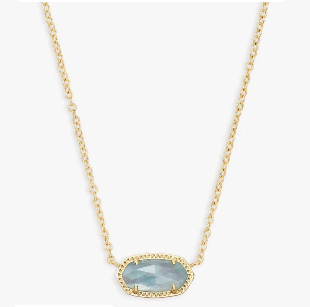 Kendra Scott-Elisa Gold Pendant Necklace in Light Blue Illusion 9608864594