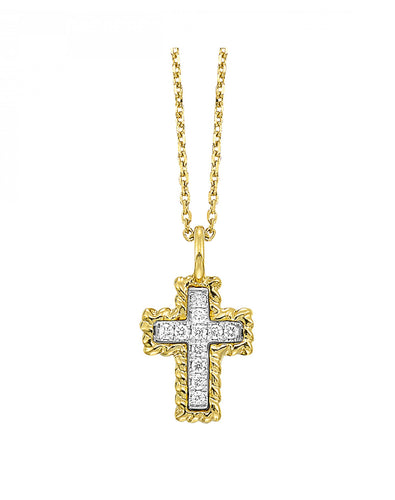 14k YG Diamond Cross Necklace PD10996-4YC