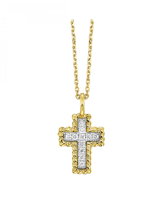 14k YG Diamond Cross Necklace PD10996-4YC