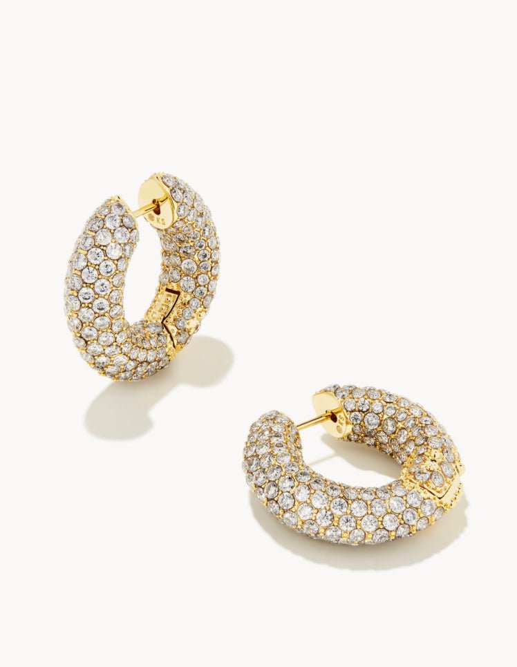 Kendra Scott-Mikki Gold Pave Hoop Earrings in White Crystal 9608852137