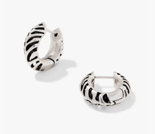 Load image into Gallery viewer, Kendra Scott-Tiger Striped Mikki Vintage Silver Huggie Earrings 9608805538