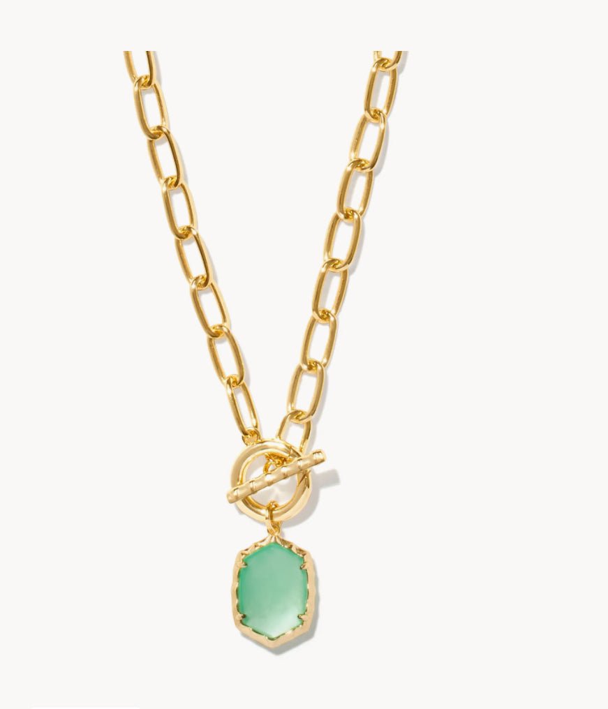 KENDRA SCOTT Daphne Convertible Gold Link and Chain Necklace in Light Green Mother-of-Pearl 9608861910