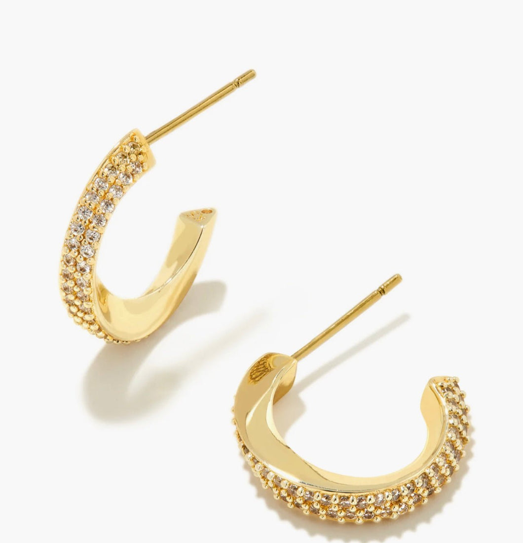 KENDRA SCOTT Ella Gold Huggie Earrings in White Crystal 9608853899