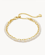 Load image into Gallery viewer, KENDRA SCOTT Lolo Gold Multi Strand Bracelet in White Pearl 9608863119