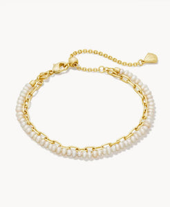 KENDRA SCOTT Lolo Gold Multi Strand Bracelet in White Pearl 9608863119