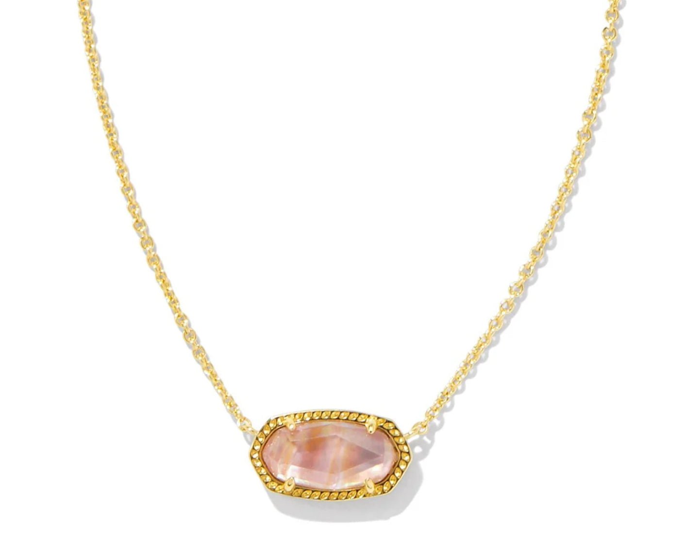 Kendra Scott-Elisa Gold Pendant Necklace in Light Pink Iridescent