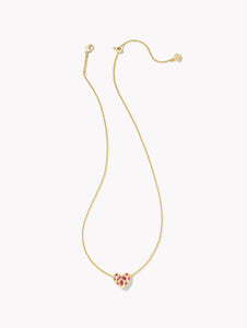 KENDRA SCOTT Holland Gold Heart Short Pendant Necklace in Pink Crystal 9608875684