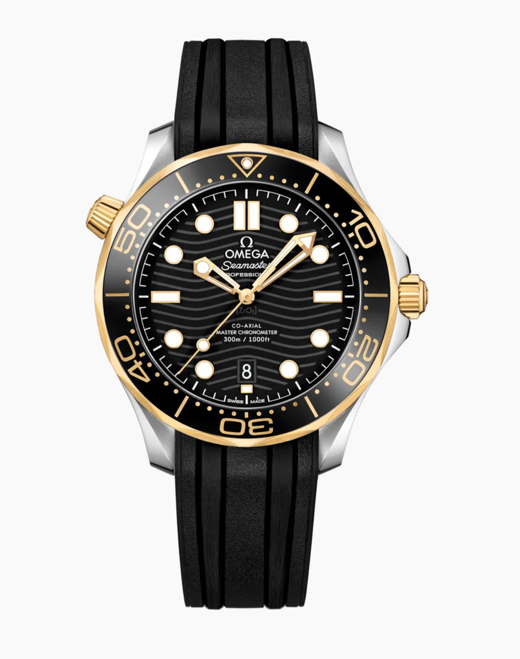 OMEGA-SEAMASTER .DIVER 300M 42 MM, STEEL ‑ YELLOW GOLD ON RUBBER STRAP 210.22.42.20.01.001