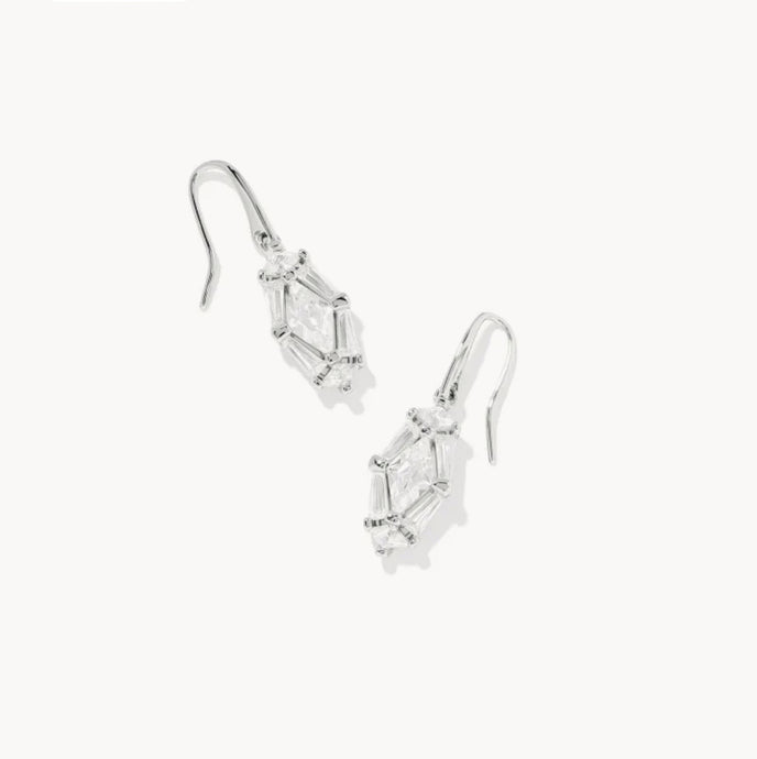 KENDRA SCOTT Lindy Rae Lee Silver Drop Earrings in White Crystal 9608871500