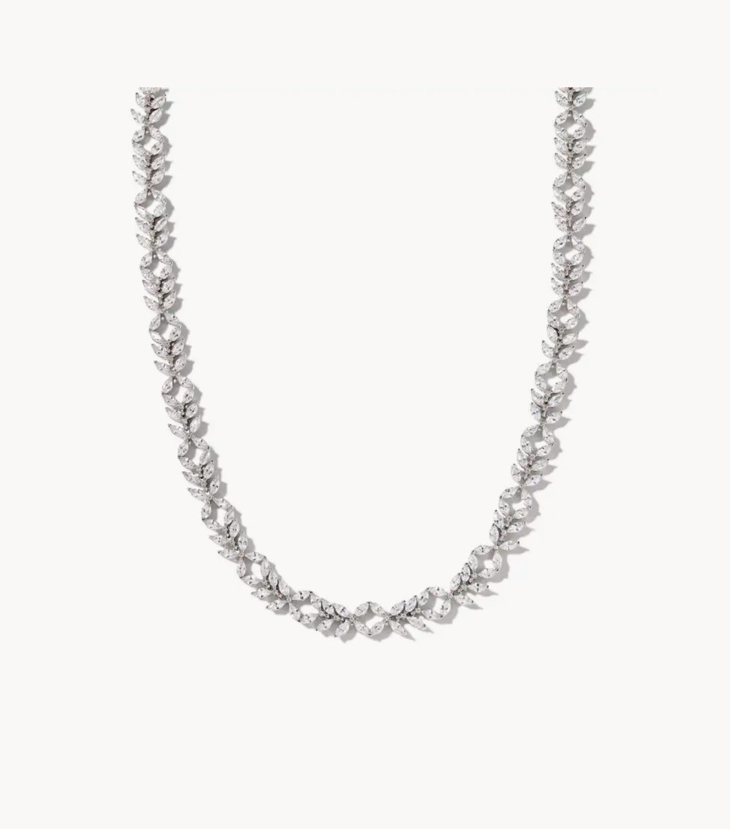 KENDRA SCOTT Rosalie Silver Tennis Necklace in White Crystal 9608873979