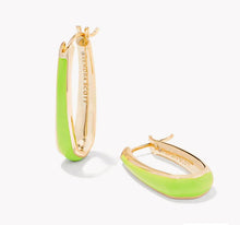 Load image into Gallery viewer, KENDRA SCOTT Kelsey Gold Hoop Earrings in Chartreuse Enamel 9608864938