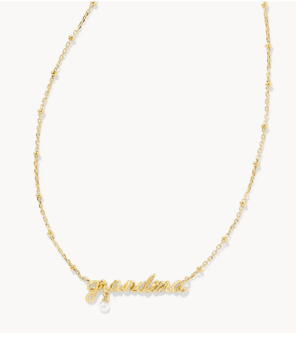 Kendra Scott-Grandma Script Pendant Necklace in Gold Metal 9608864879