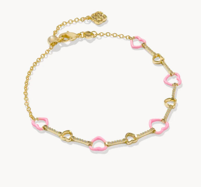 Kendra Scott-Haisley Heart Gold Delicate Chain Bracelet in Pink Pearlescent  9608870758