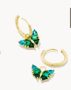 Kendra Scott-Blair Gold Butterfly Huggie Earrings in Green Mix 9608862398
