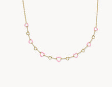 Load image into Gallery viewer, Kendra Scott-Haisley Heart Gold Strand Necklace in Pink Pearlescent Enamel 9608865053