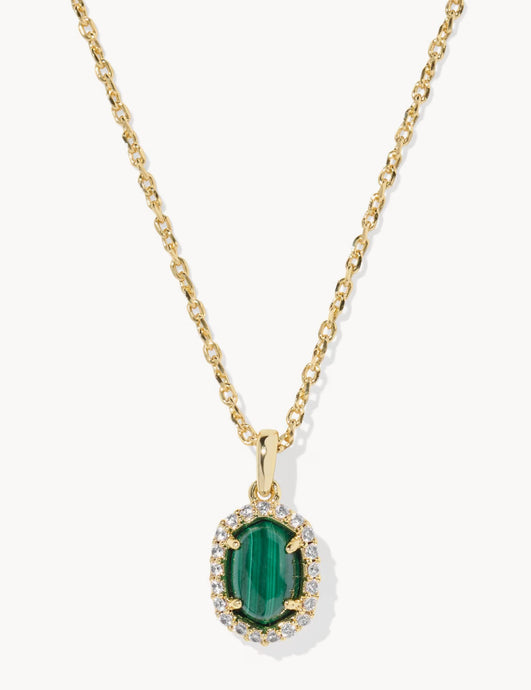 Kendra Scott-Daphne Gold Crystal Frame Short Pendant Necklace in Green Malachite 9608878868